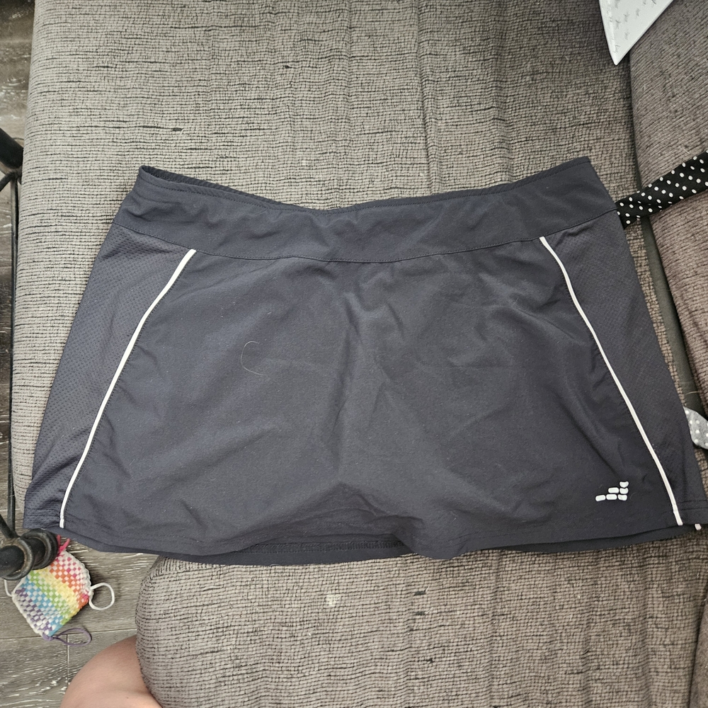 bcg Black Athletic Skort with White Piping